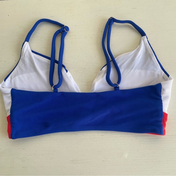 New! Beach Riot Red White Blue Colorblock Swim Bikini Top 22684 - Picture 3 of 7